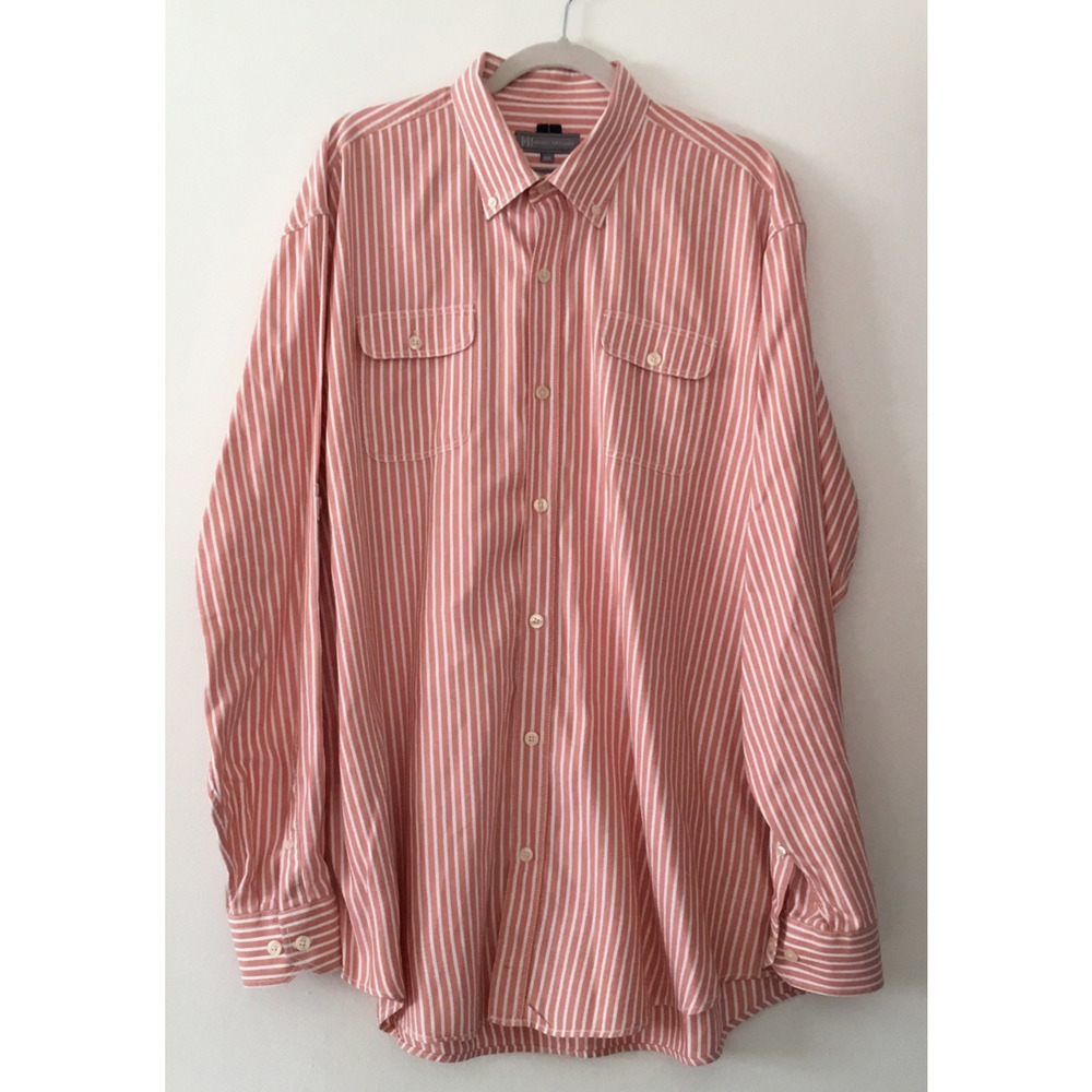 Hickey Freeman Dress Shirt Mens XXL 2XL Striped Button Down LS Woven in Italy